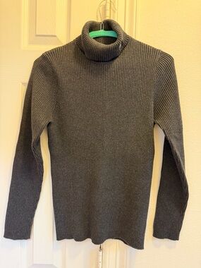 Lauren Ralph Lauren women's Charcoal Ribbed Cotton Crewneck Sweater